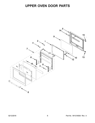 Upper Oven Door Parts Diagram and Parts List for JJW2830DP02  Maytag Wall Oven