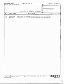 Freezer Compartment Page 3 Diagram and Parts List for 24903-OA  Admiral Refrigerator
