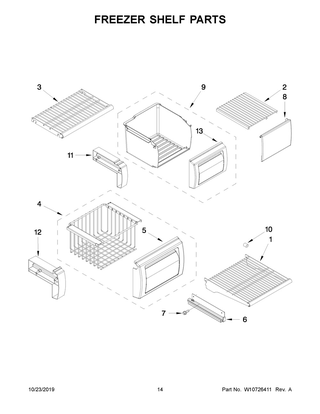 Freezer Shelf Parts Diagram and Parts List for JS48NXFXDW10  Maytag Refrigerator