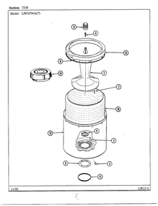Tub Diagram and Parts List for 6744B  Norge Washer