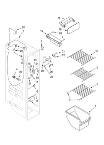 Freezer Liner Parts Diagram and Parts List for MSD2554VEA01  Maytag Refrigerator
