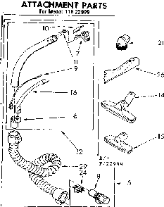 Attachment Parts Diagram and Parts List for 11622999  Kenmore Canister Vacuum