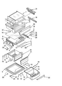 Refrigerator Shelf Parts Diagram and Parts List for JCD2591WES00  Jenn-Air Refrigerator