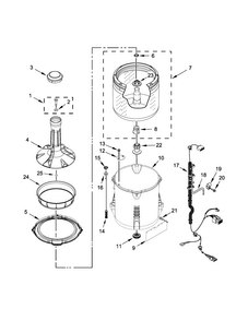 Basket And Tub Parts Diagram and Parts List for MVW18PDAGW0  Maytag Washer