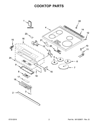 Cooktop Parts Diagram and Parts List for JIS1450DP2  Maytag Range
