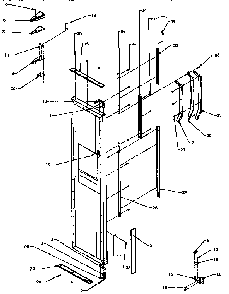 Freezer Door Hinge And Trim Parts Diagram and Parts List for SXD25NP-P1162420W  Amana Refrigerator