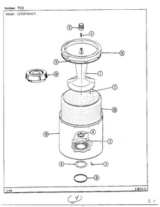 Tub Diagram and Parts List for 6746A  Norge Washer