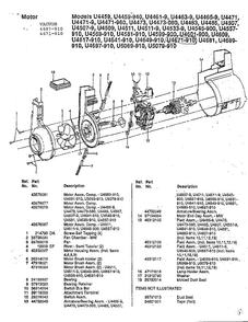 Motor Diagram and Parts List for U4671-910  Hoover Upright Vacuum