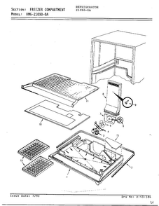 Freezer Compartment Diagram and Parts List for 21090-0A  Admiral Refrigerator