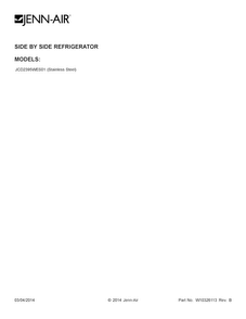 Cover Sheet Diagram and Parts List for JCD2395WES01  Jenn-Air Refrigerator