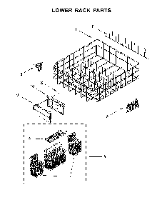 Lower Rack Parts Diagram and Parts List for 66514799N512  Kenmore Dishwasher