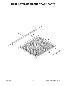 Third Level Rack And Track Parts Diagram and Parts List for JDPSS244LM1  Maytag Dishwasher