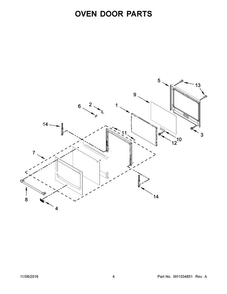 Oven Door Parts Diagram and Parts List for MEW9527FZ02  Maytag Wall Oven
