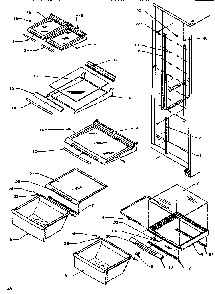 Shelving & Drawers Diagram and Parts List for SRD520SW-P1186301WW  Amana Refrigerator