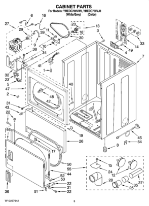 02 - CABINET PARTS Diagram and Parts List for YMEDC700VJ0  Maytag Dryer