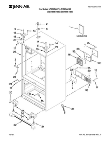 Cabinet Parts Diagram and Parts List for JFI2089AES3  Jenn-Air Refrigerator