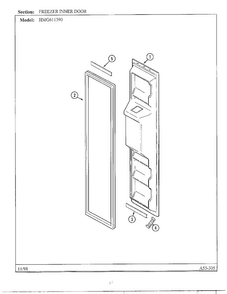 Freezer Inner Door Diagram and Parts List for HMG611390  Admiral Refrigerator