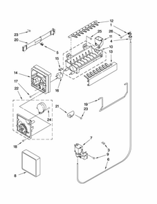 Icemaker Parts Diagram and Parts List for M1TXEMMWW03  Maytag Refrigerator