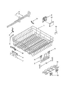 Upper Rack And Track Parts Diagram and Parts List for JDB8700AWP0  Jenn-Air Dishwasher