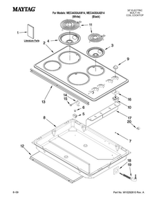 Cooktop Parts Diagram and Parts List for MEC4430AAW14  Maytag Cooktop