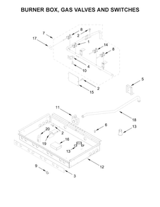 Burner Box, Gas Valves And Switches Diagram and Parts List for JGRP430WP02  Jenn-Air Range