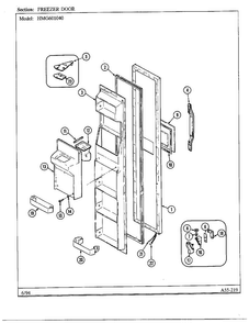Freezer Door Diagram and Parts List for 301040  Admiral Refrigerator