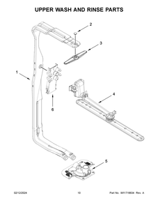 Upper Wash And Rinse Parts Diagram and Parts List for MDPS6124RZ0  Maytag Dishwasher