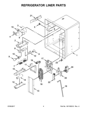 03 - Refrigerator Liner Parts Diagram and Parts List for JFI2089WES10  Jenn-Air Refrigerator