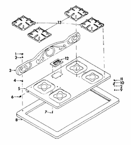 Cook Top Assembly Diagram and Parts List for 1437007100  Kenmore Range