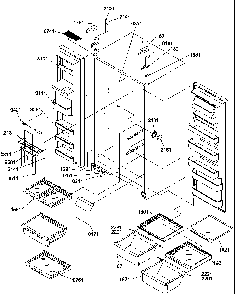 Refrigerator/freezer Shelves, Lights, And Hinges Diagram and Parts List for SRD522TW-P1313301WW  Amana Refrigerator