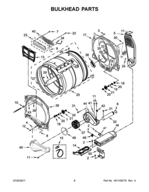 04 - Bulkhead Parts Diagram and Parts List for MEDB955FC1  Maytag Dryer