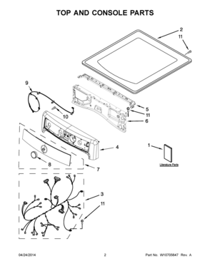 02 - TOP AND CONSOLE PARTS Diagram and Parts List for YMED3100DW0  Maytag Dryer