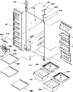 Refrigerator/freezer Shelves, Lights, And Hinges Diagram and Parts List for SG19SW-P1193702WW  Amana Refrigerator
