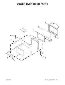 Lower Oven Door Parts Diagram and Parts List for MEW9630FZ01  Maytag Wall Oven
