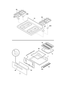 Top/drawer Diagram and Parts List for CRG3150PWA  Crosley Range