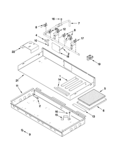 Burner Box, Gas Valves, And Switches Diagram and Parts List for JGCP548WP01  Jenn-Air Cooktop