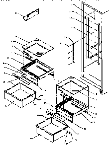 Fresh Food Shelves Diagram and Parts List for SXD25N-P1162419W  Amana Refrigerator
