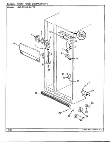Fresh Food Compartment Diagram and Parts List for 22524-7A  Admiral Refrigerator