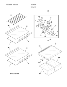 Shelves Diagram and Parts List for CRT182SS0  Crosley Refrigerator