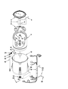 Basket And Tub Parts Diagram and Parts List for 7MMVWC400YW1  Maytag Washer