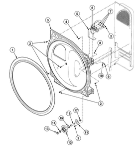 Roller Assy Diagram and Parts List for SDE107WF99L7  Speed Queen Dryer