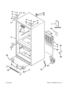 Cabinet Parts Diagram and Parts List for MFF2558VEB8  Maytag Refrigerator