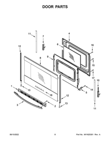 Door Parts Diagram and Parts List for ACR4303MMS0  Amana Range