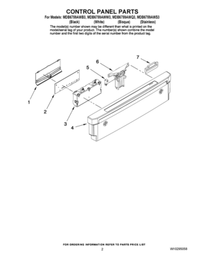 02 - CONTROL PANEL PARTS Diagram and Parts List for MDB6759AWW3  Maytag Dishwasher