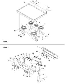 Main Top And Backguard Diagram and Parts List for ACF4265AW0-PACF4265AW1  Amana Range