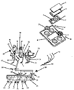 Griddle Top And Burner Assembly Diagram and Parts List for RBL39AA0,5 ALL Caloric Range
