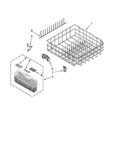 Lower Rack Parts Diagram and Parts List for JDB3600AWX5  Jenn-Air Dishwasher