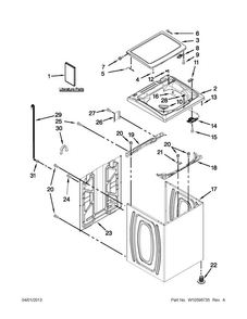 Top And Cabinet Parts Diagram and Parts List for 4GMVWX500YW1  Maytag Washer