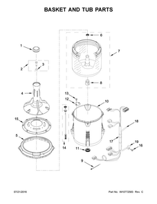 Basket And Tub Parts Diagram and Parts List for NTW4615EW0  Amana Washer