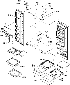 Refrigerator/freezer Shelves, Lights, And Hinges Diagram and Parts List for SR520SW-P1183002WW  Amana Refrigerator